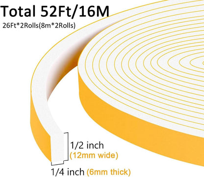 Upgraded Strong Adhesive Foam Weather Stripping Door Seal Insulation Tape for Insulating Door,Window, Air Conditioner Noise-Reduction Self Adhesive Sealing Weatherstrip (1 in x 1/2 in x 10 Ft) - Colors B