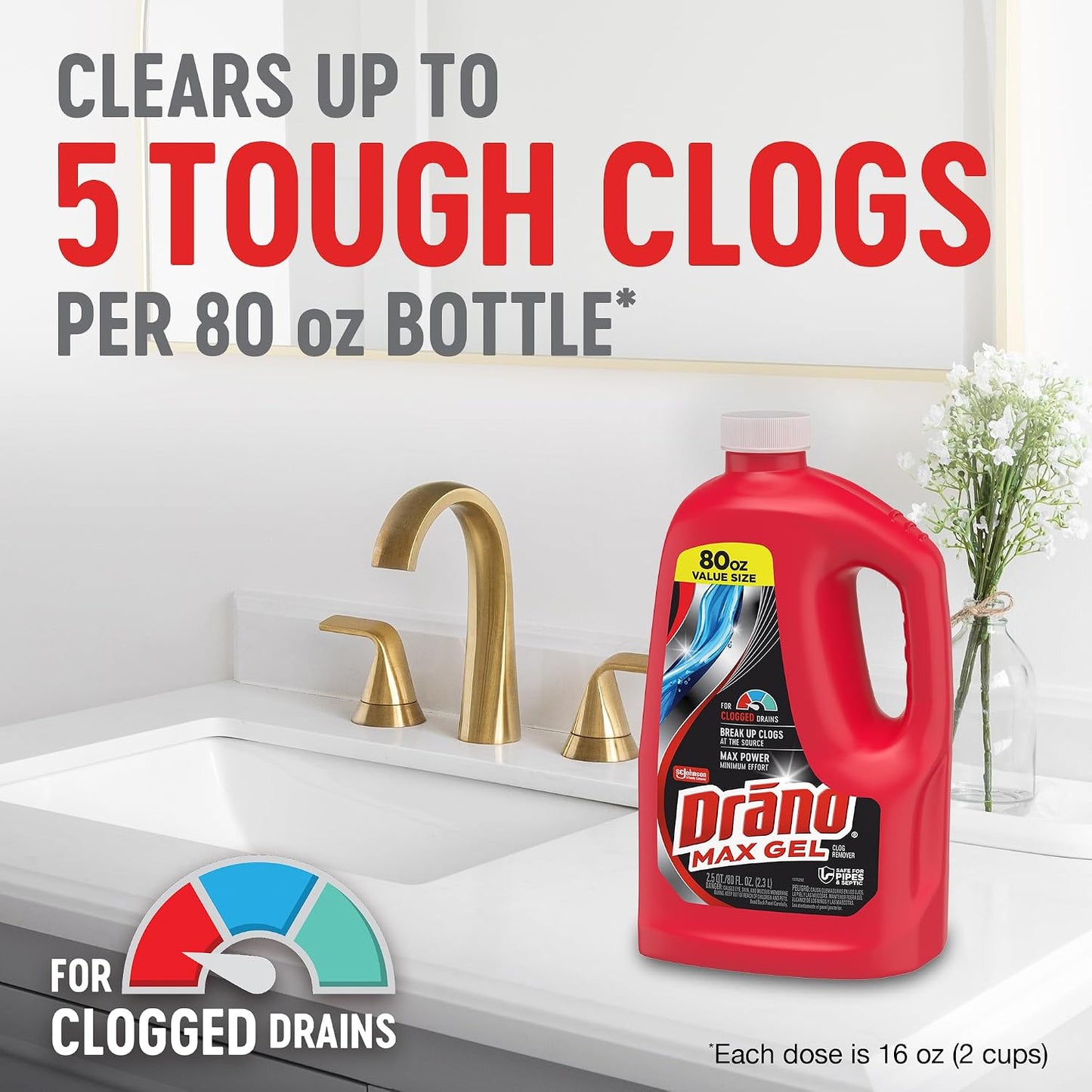 Drano Max Gel Clog Remover (80-Ounce, 6-Pack)