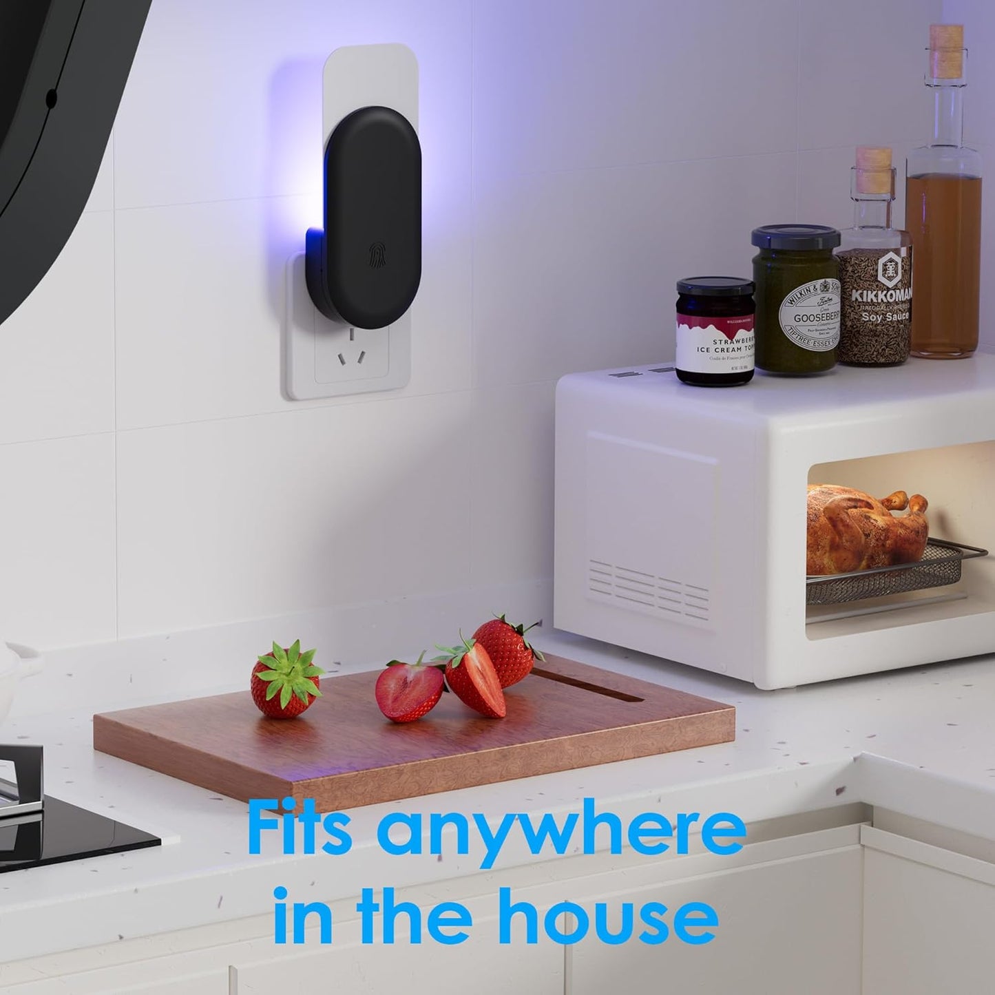 Fly Trap Indoor, 3 in 1 Plug-in Fruit Fly Trap,1 Trap White and 5 Glue Cards, Fruit Fly Traps for Indoors, Flying Insect Trap for Gnat, Moth, Mosquito, Suitable for Every Part of The Home