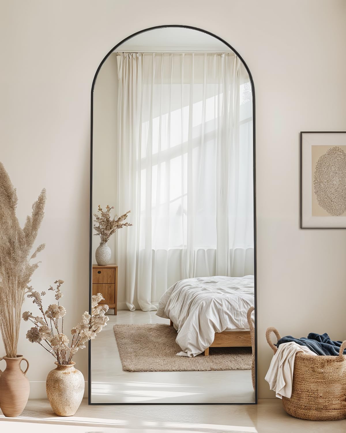 Full Length Mirror with Stand, 71"x28" Arched Full Body Large Stand Up Aluminum Frame Floor Standing Mirror, Freestanding Hanging Leaning Mounted for Bedroom Living Room Entryway Gold