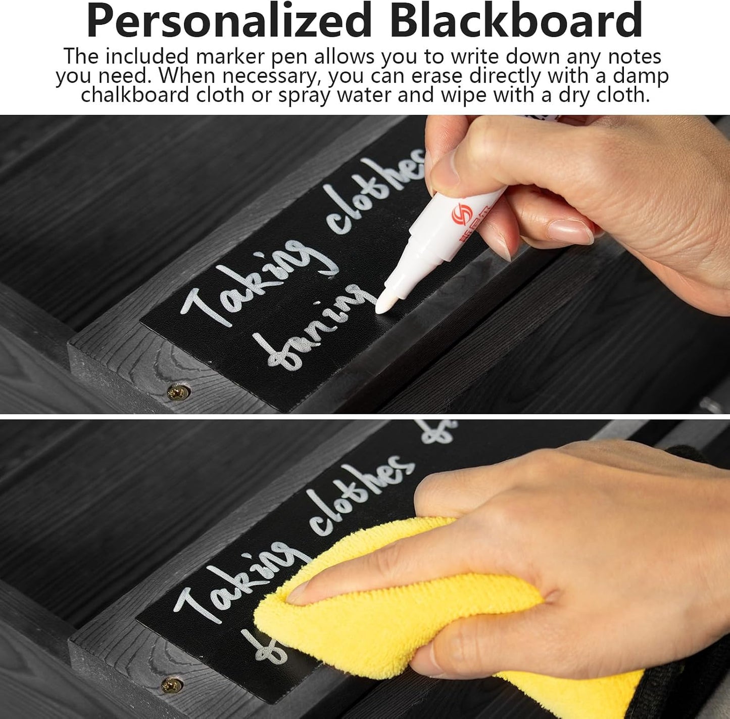 Rustic wall mail organizer,Key and Mail File Holder for Wall Mount，with 6 Key Hooks 2 Double Key Hooks A blackboard,for Home,Office, Classroom,Entryway Decor (brown)