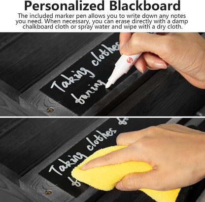 Rustic wall mail organizer,Key and Mail File Holder for Wall Mount，with 6 Key Hooks 2 Double Key Hooks A blackboard,for Home,Office, Classroom,Entryway Decor (brown)