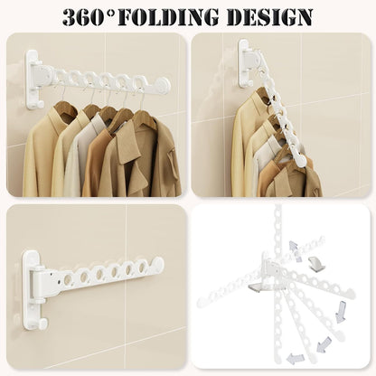 Wall Mounted Clothes Hanger Drying Folding Racks | Full 180° horizontal & vertical pivot