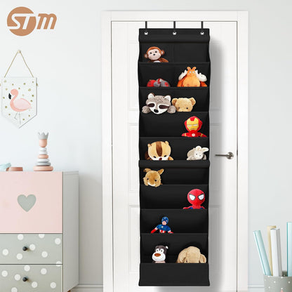 STORAGE MANIAC Over the Door Shoe Organizer with Curtain Dustproof Heavy-Duty Large Deep Pocket Hanging Shoe Organizer for Closet Dorm & Narrow Door Storage Shoe Holder Shoe Rack, 9-Shelf Beige 1 Pack