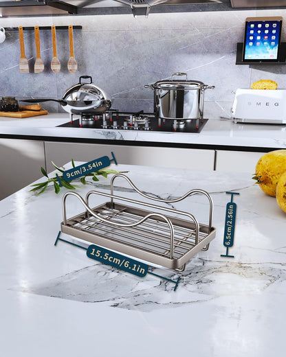 Consumest Sponge Holder for Kitchen Sink - Movable Sink Caddy for Countertop Organizer, 304 Stainless Steel Sponge Holder with Detachable Drip Tray for Kitchen Accessories-Silver