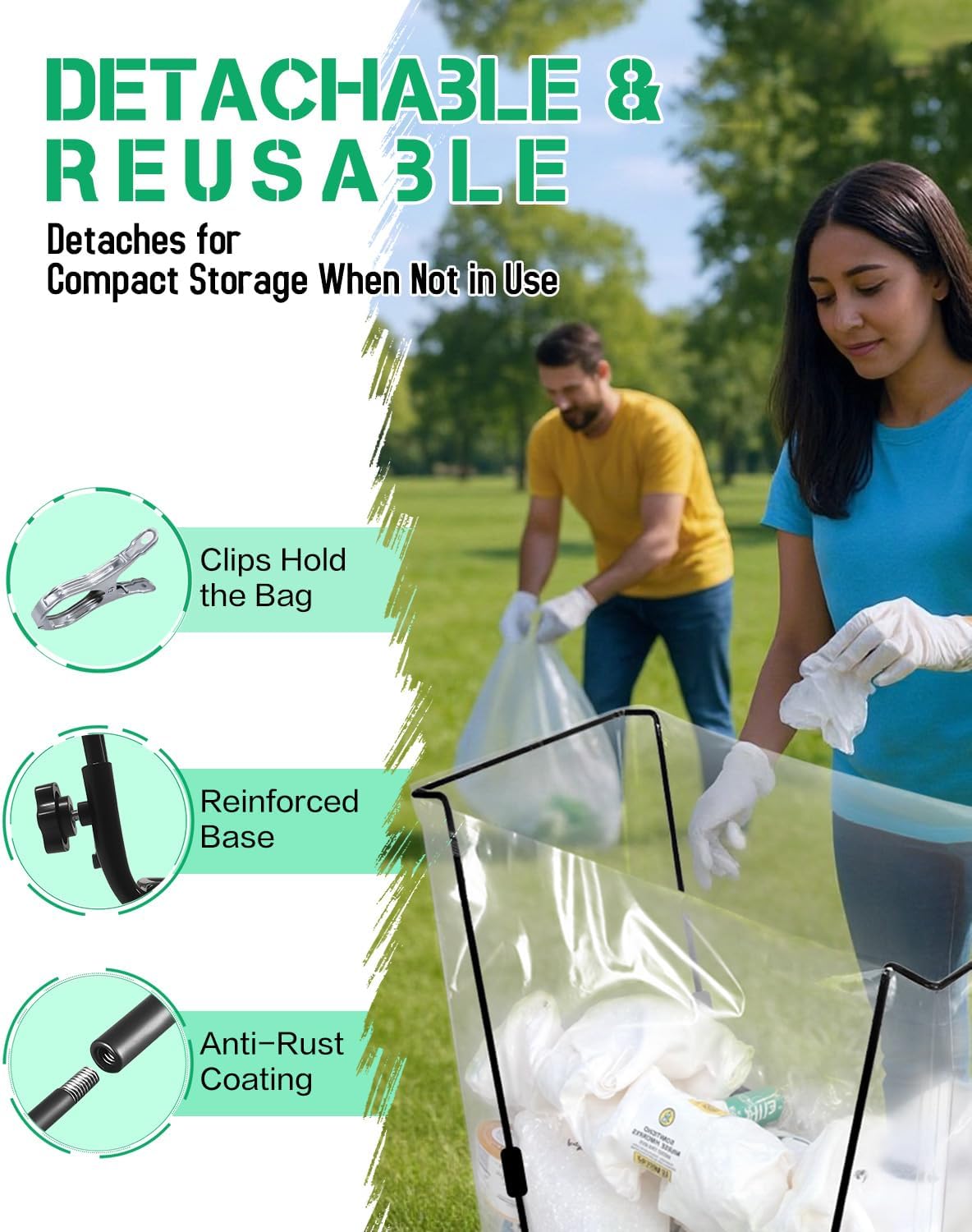 Outdoor Metal Leaf Bag Holder Stand, Fits 30-45 Gal Garbage Bags, Portable | Yard waste bag holder, Garden trash bag frame, Freestanding leaf bag stand, Camping garbage can, Disposable bag holder
