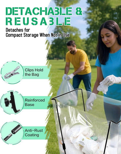 Outdoor Metal Leaf Bag Holder Stand, Fits 30-45 Gal Garbage Bags, Portable | Yard waste bag holder, Garden trash bag frame, Freestanding leaf bag stand, Camping garbage can, Disposable bag holder