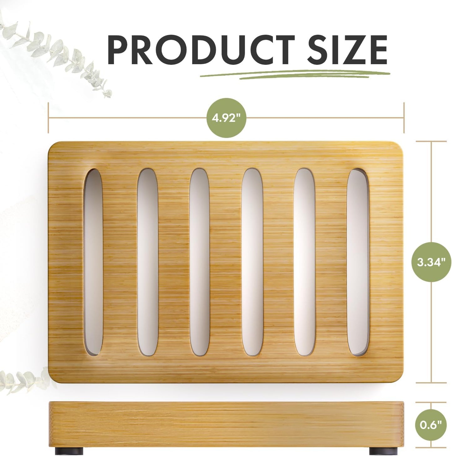 AmazerBath Soap Holder Soap Dish, Bamboo Soap Dish, 2 Pack Wood Bar Soap Holder for Shower, Trays Self Draining, Soap Saver for Shower, Bathroom, Kitchen(Natural Color)
