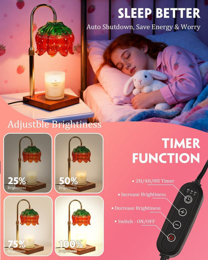 Funistree Flower Candle Warmer Lamp with Timer & Dimmer, Adjustable Height Candle Warmer, Christmas Birthday Gifts for Women Mom, House Warming New Home Decor, Wax Warmer with 2 Bulbs for Jar Candles