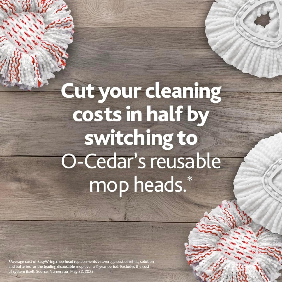 O-Cedar EasyWring Microfiber Spin Mop & Bucket Floor Cleaning System + 2 Extra Refills, Red/Gray