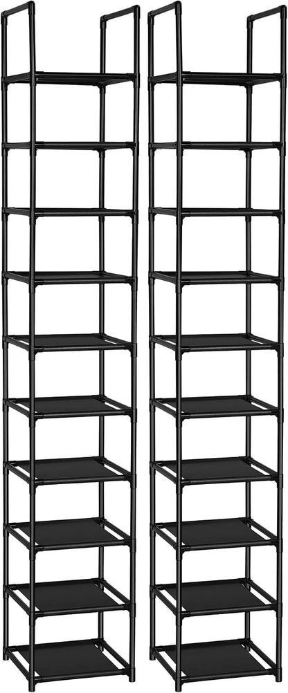 FIDUCIAL HOME 10 Tiers Vertical Shoe Rack 10 Pairs Skinny Shoe Shelf | Tall Narrow Space Saving for Entryway Closet, Easy to Assemble, 11"L x 11"W x 68.8"H