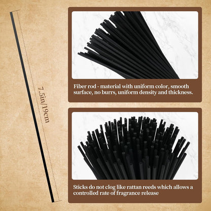 5 Mixed Colors 10inch Diffuser Replacement Sticks - 60Pcs Fiber Reed Fragrance Sticks Refill for Home and Bathroom - Rattan Essential Oil Sticks for Scented Diffuser