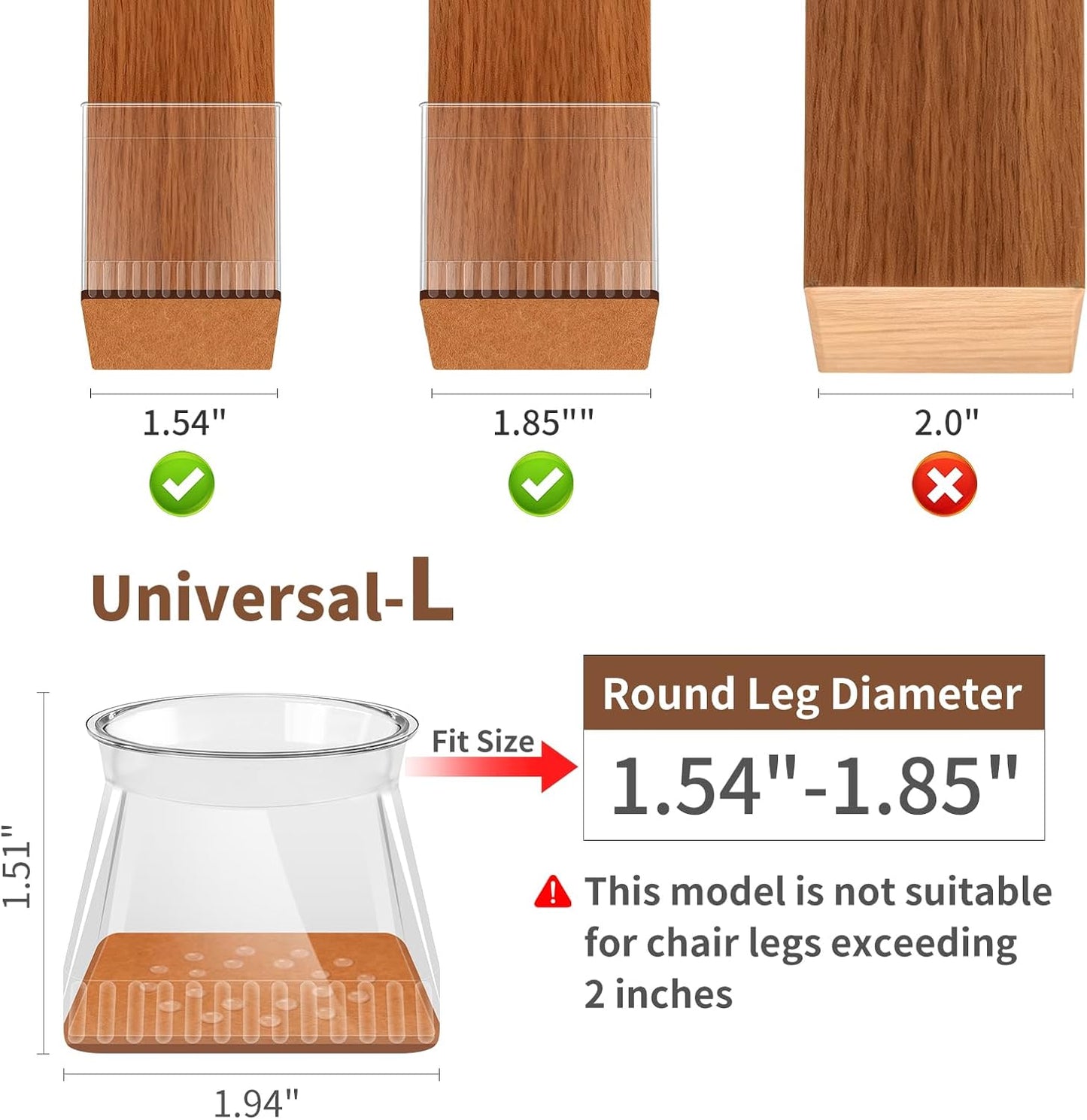 Chair Leg Floor Protectors, 24 Pack Silicone Furniture Pads for Hardwood Floors, Anti-Scratch Furniture Sliders Felt Pads, Noise-Reducing Chair Feet Covers, Table Legs Fit Sizes to(1.3" to 1.97")