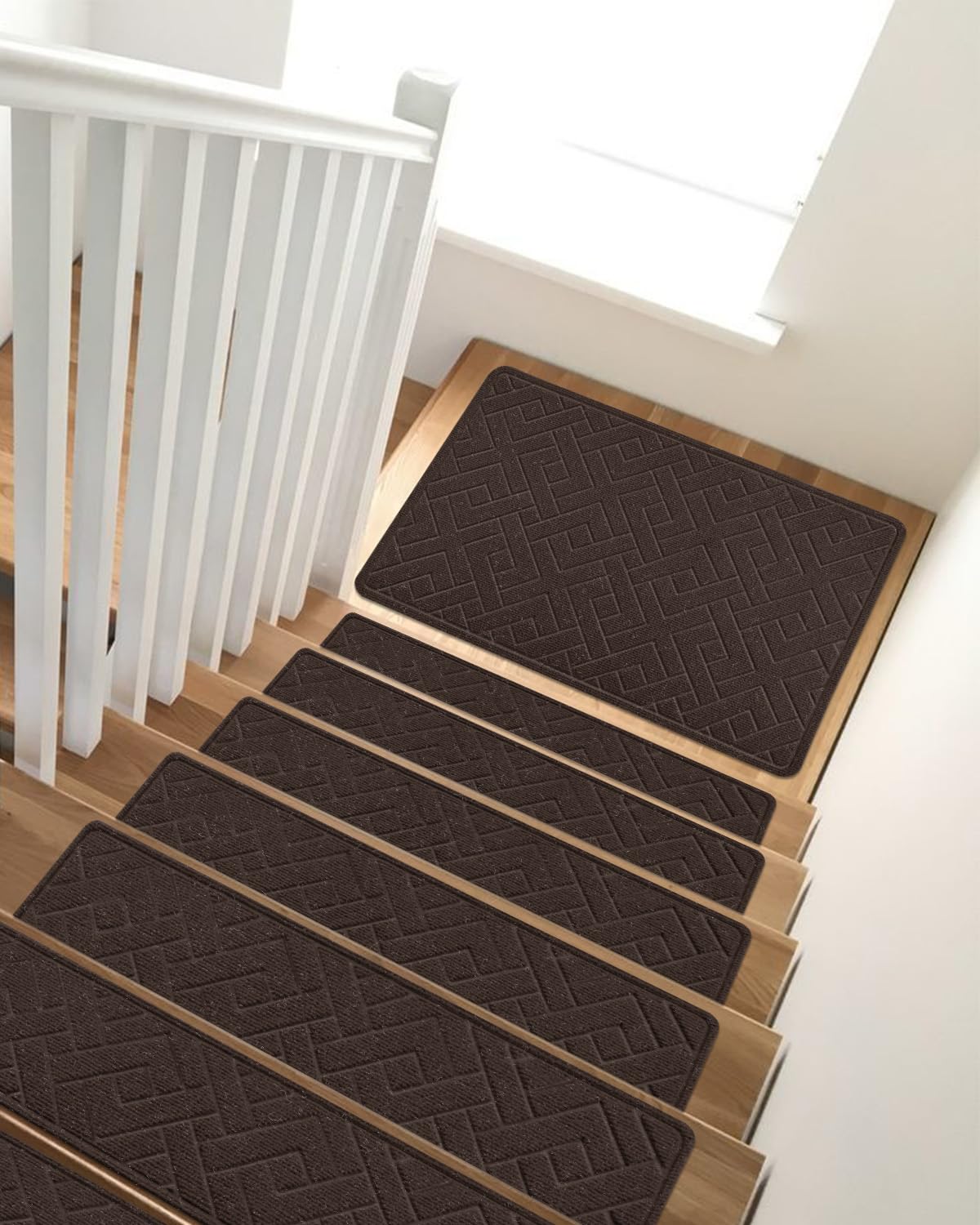 Non Slip Stair Treads for Wooden Steps,15 Pack 8" X 30" Stairs Carpet Treads Indoor with Reusable Peel and Stick Adhesive for Kids Elders and Pets
