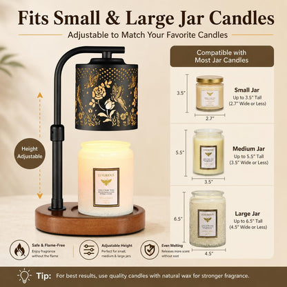 kobodon Candle Warmer Lamp with Timer, Electric Candle Lamp Warmer Birthday for Mom Women Home Bedroom Decor Wax Melt Warmer for Scented Wax with Jar Candles (Dragonfly)