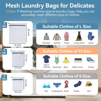 Mesh Laundry Bags for Delicates, 4Pcs Laundry Bags Mesh Wash Bags,Lingerie Bags for Washing Delicates, Laundry Bag for Delicates (1 Large,1 Medium,2 Small)