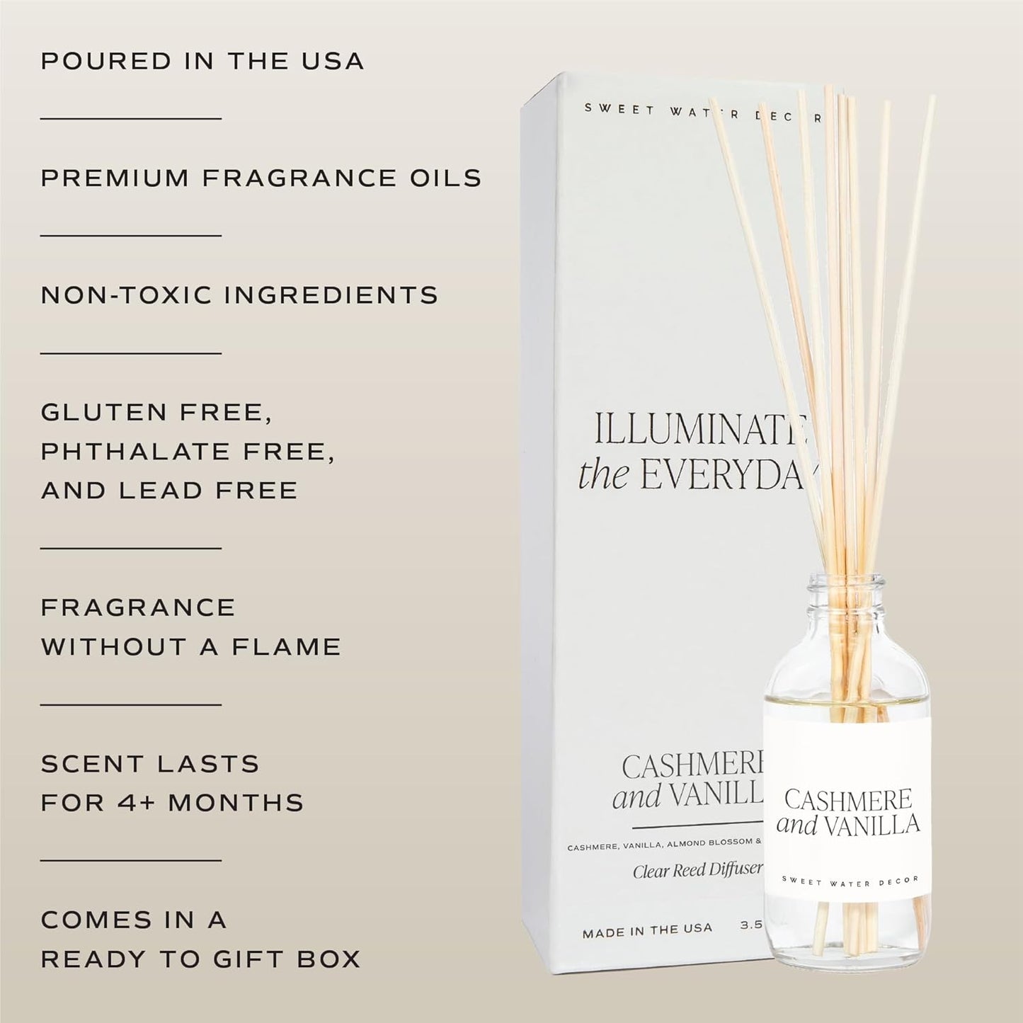 Sweet Water Decor Salt & Sea Reed Diffuser Set - Sea Salt Citrus & Musk Amber Scent Diffuser - Reed Diffusers for Home with Long Lasting Fragrance - Non-Toxic Oil Reed Diffuser - Made in the USA