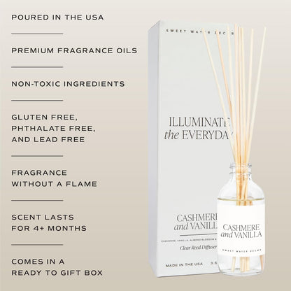 Sweet Water Decor Salt & Sea Reed Diffuser Set - Sea Salt Citrus & Musk Amber Scent Diffuser - Reed Diffusers for Home with Long Lasting Fragrance - Non-Toxic Oil Reed Diffuser - Made in the USA