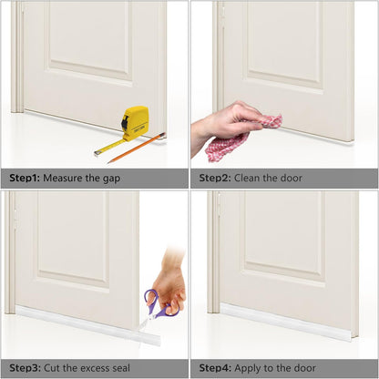Door Draft Stopper Sweep, 3 Inches Widening Door Bottom Seal Strip Under Door Noise Blocker for Interior Doors Insulation and Soundproofing, 3” W x 39” L Black (2019 New Upgrade)