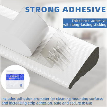 118”Wedge Weather Stripping Door Seal Strip for Door Frame,Self-Adhesive Window Insulation for Winter,Dark Foam Gap Filler for Light Noise Blocker,Front Exterior Door Side Draft Stopper,White