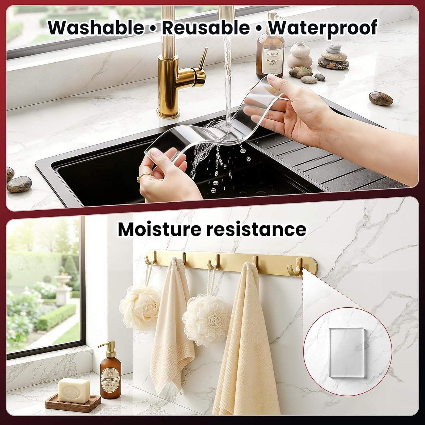 NULTAT Double Sided Tape Heavy Duty, Nano Reusable, Removable, Washable Double Stick Tape for Wall, Multipurpose Clear Adhesive High Temperature Tape 1.18" x 120"(10 Feet)