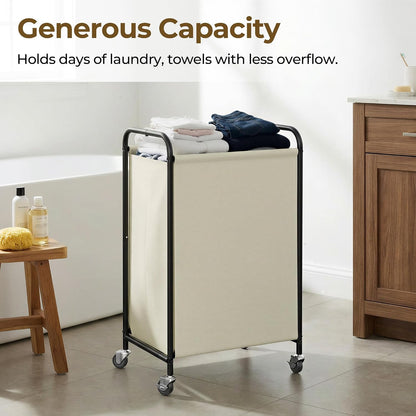 GRANNY SAYS 2 Section 130L Laundry Sorter, Large Laundry Hamper Basket with Wheels and Handles, Durable and Sturdy Rolling Cart for Laundry Room, Hotel, Bedroom, Beige