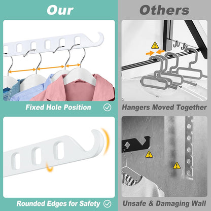 Wall Mounted Clothes Hanger with Swing Arm - 8-Hole Laundry Room Drying Rack | 180° Rotation & Space Saving for Hanging Clothes | Swing Away Coat Hanger | Aluminium(2-Pack, White)