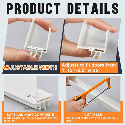 Pickmesh 4 Pcs 36 Inch Adjustable Storm Door Sweep for 1 to 1-2/5 in Bottom Seal Replacement Parts Under Draft Stopper Weather Stripping Threshold (White)