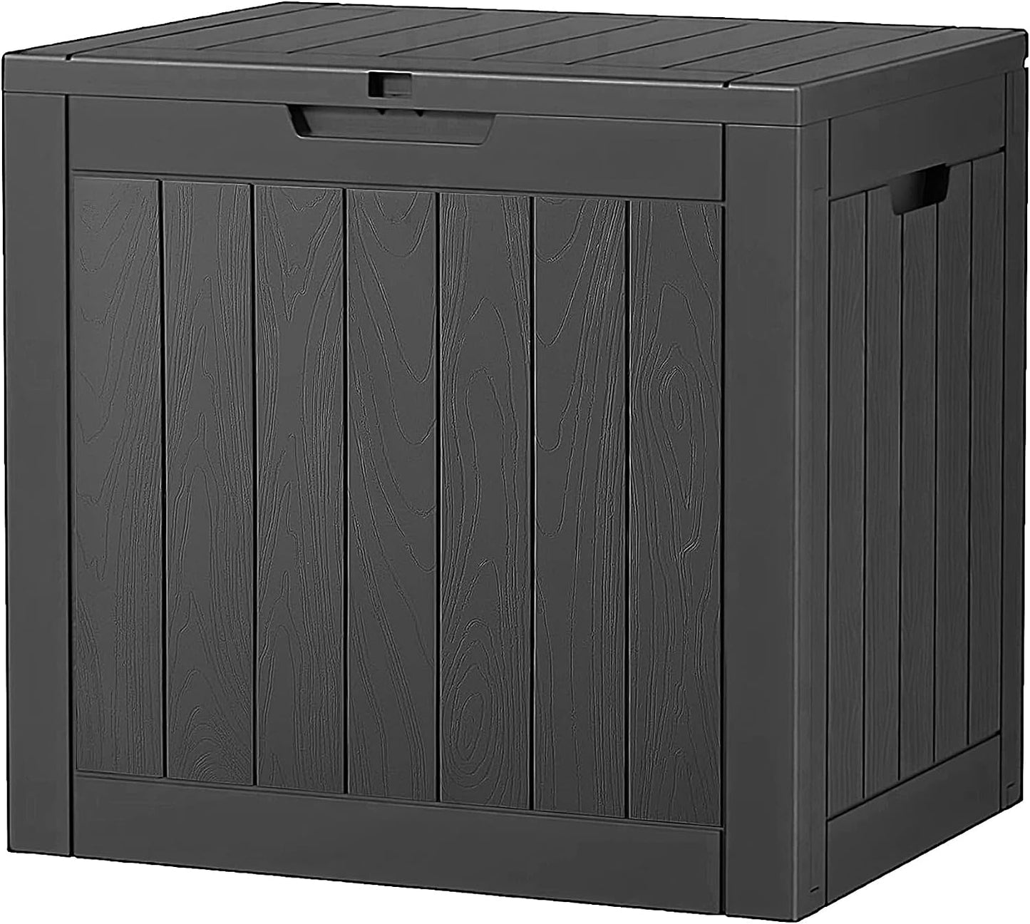 NUNU LAB Outdoor Storage Box, 45 Gallon Outside Deck Box Waterproof, Resin Outdoor Storage Cabinet With Lockable Lid, Backyard Storage Bench For Garden Tools, Patio Cushions, Pool Tools, Black