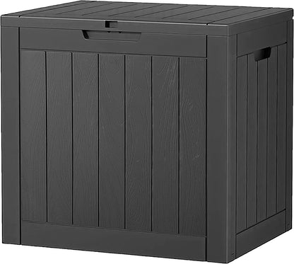 NUNU LAB Outdoor Storage Box, 45 Gallon Outside Deck Box Waterproof, Resin Outdoor Storage Cabinet With Lockable Lid, Backyard Storage Bench For Garden Tools, Patio Cushions, Pool Tools, Black