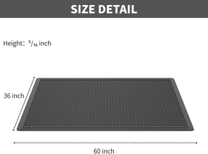 Rubber Scraper Mat for Shoes - Heavy Duty Non-Slip Entryway Mat, Mud Trapping with Deep Grooves, Waterproof Anti-Fatigue for Indoor/Outdoor, Garage Home Dust Control (2 Pack - 60" x 36")