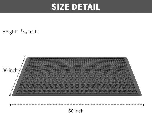 Rubber Scraper Mat for Shoes - Heavy Duty Non-Slip Entryway Mat, Mud Trapping with Deep Grooves, Waterproof Anti-Fatigue for Indoor/Outdoor, Garage Home Dust Control (2 Pack - 60" x 36")