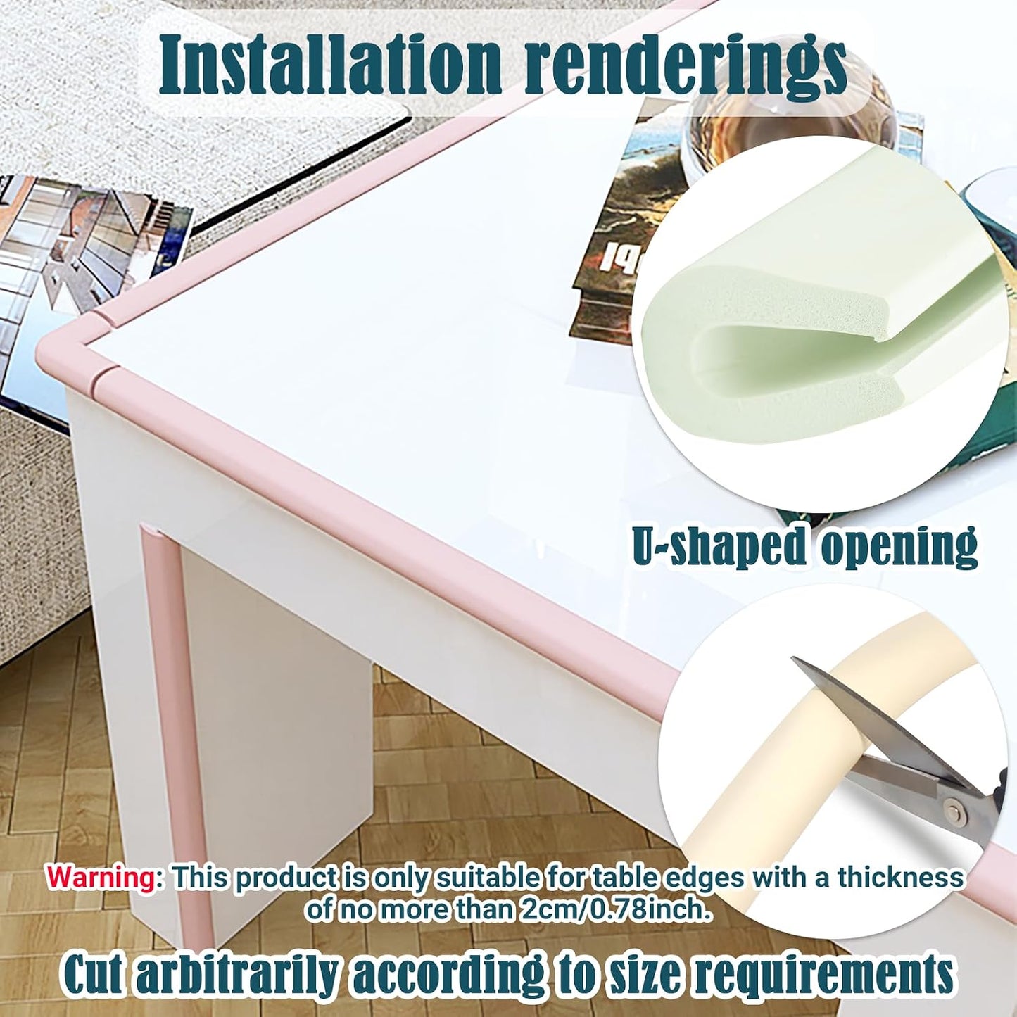 U Shape Foam Table Edge Protector for Baby,6.5 Ft/2m,Milky White | Foam Baby Proofing Safety Bumper Guard Strip, Corner Protectors For Kids, Suitable For Furniture Fireplace Desk