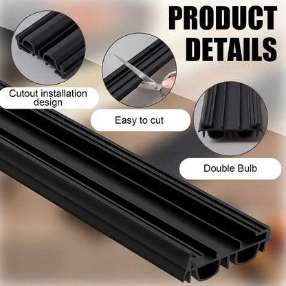 Pushglossy 2 Pcs 36" Double Bubble Kerf Door Sweep 1-3/4" Wide Vinyl Weatherstrip Seal for Exterior Doors, Energy Efficient Draft Stopper, Easy Slide in Installation, Blocks Dust/insects/noise (White)