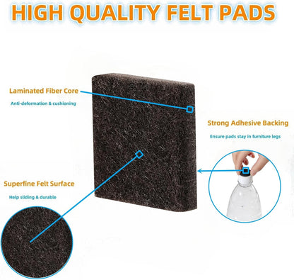 Furnigear Felt Furniture Pads for Hardwood Floors - Self Adhesive Chair Felt Pads, Floor Protector for Furniture Feet, Furniture Sliders Moving Your Furniture Smoothly - Anti Scratch 96 Pcs 3/4" Round