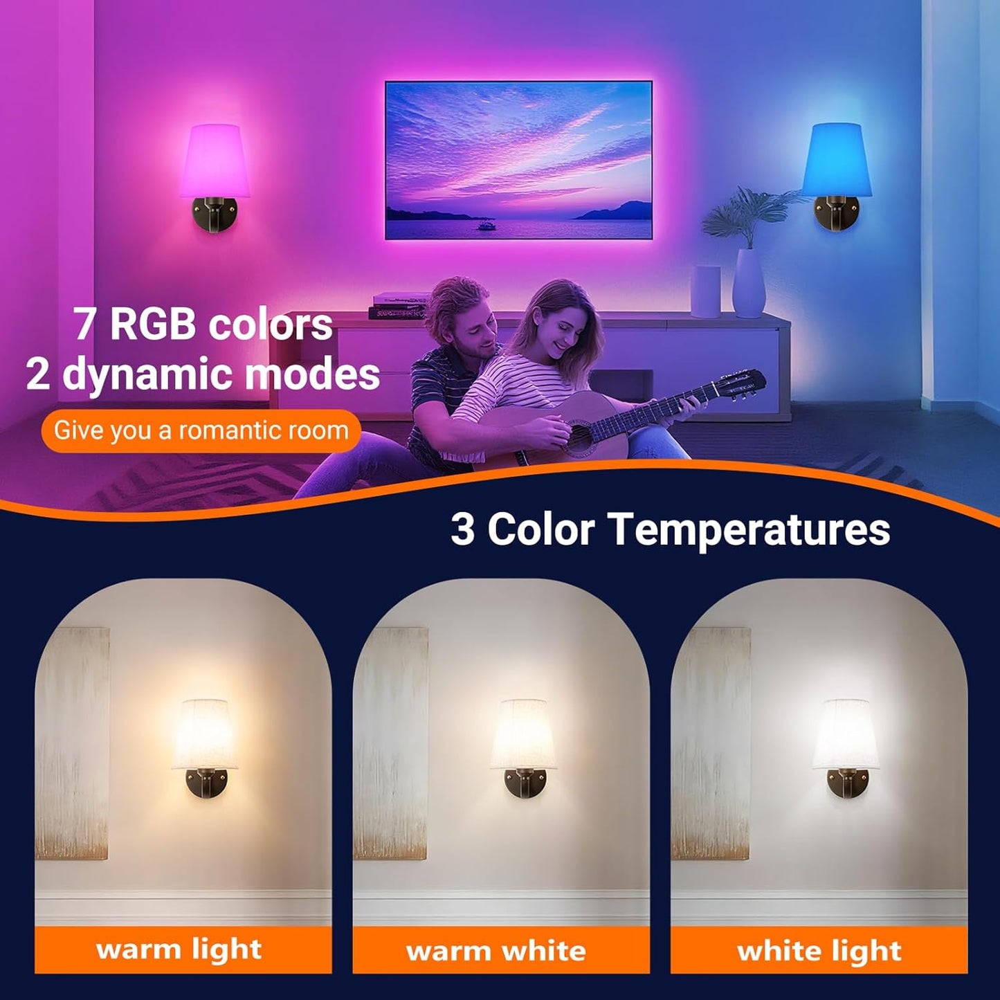 Wall Sconce Battery Operated Wall Light Fixure with Remote Control, Dimmable Battery Operated Wall Sconces Set Of Two, Indoor Wireless Wall Mounted Lamp with Rechargable Bulb For Bedroom Living Room (
