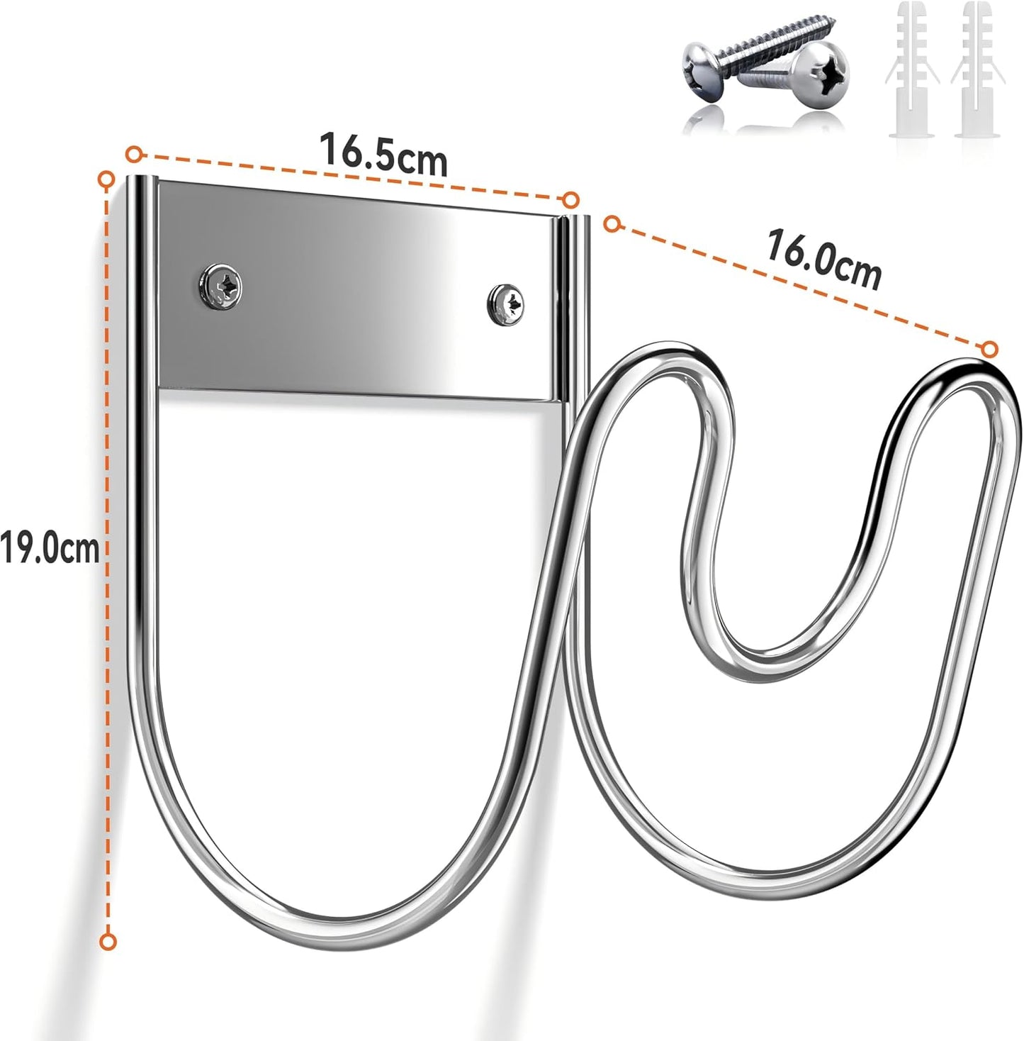 Stainless Steel Garden Hose Holder - Extra Large Heavy Duty Silver SS304 Wall Mounted Hanger for Water Hose, Extension Cords, Vacuum Lines, Anti-Rust