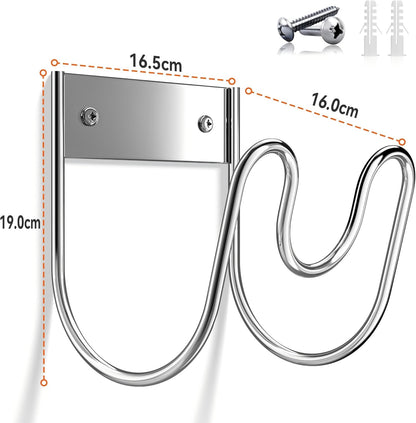 Stainless Steel Garden Hose Holder - Extra Large Heavy Duty Silver SS304 Wall Mounted Hanger for Water Hose, Extension Cords, Vacuum Lines, Anti-Rust