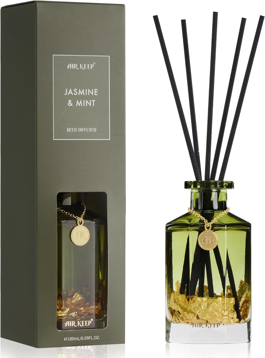 Airkeep Reed Diffuser Set,Black Forest Luxury Scented Diffuser with Sticks Long Lasting Home Fragrance for Bathroom Shelf Decor 6.09 fl oz (180ml)