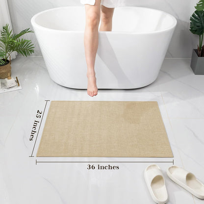 chakme Bathroom Rugs Mat 24x17, Ultra Thin Non Slip Bath Mat Small Quick Dry Absorbent Bath Mat for Bathroom Floor, (Dark Beige, 24"x17")