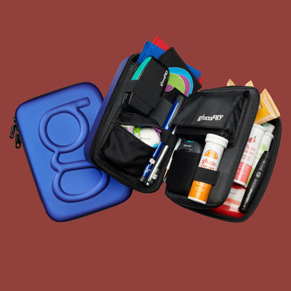 Glucology Large Diabetes Travel Case Hard Shell, Organizer for Glucose Monitor, Insulin Pen, BGL Strips, Syringe, Needles & Diabetic Supplies, Premium & Durable with Extra Compartment, Black