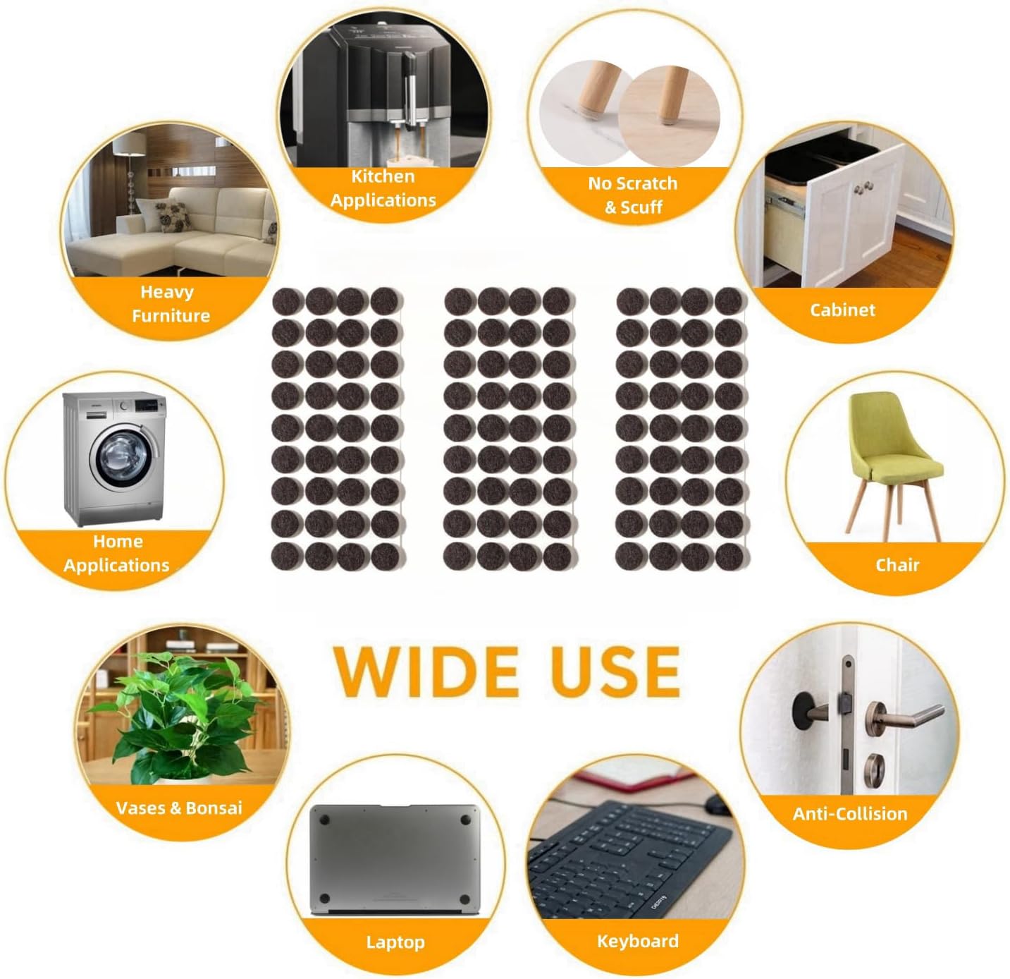 Furnigear Felt Furniture Pads for Hardwood Floors - Self Adhesive Chair Felt Pads, Floor Protector for Furniture Feet, Furniture Sliders Moving Your Furniture Smoothly - Anti Scratch 96 Pcs 3/4" Round
