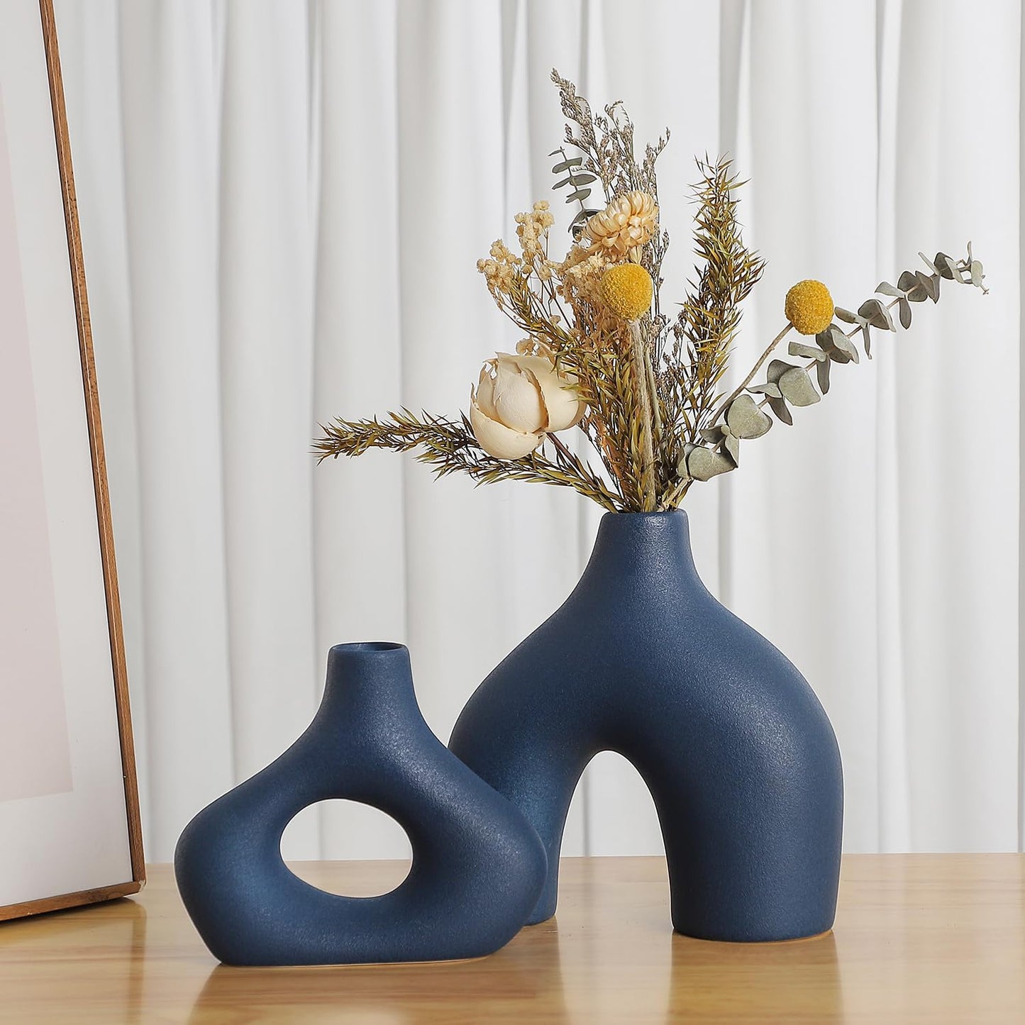 CEMABT Modern Nordic Boho Vase Set - Elegant Beige Matte Ceramic Vase for Living Room, Bookshelf, Mantel, Entryway Table & Console Decor | Home Decor Shelf Decorations Easter Gift