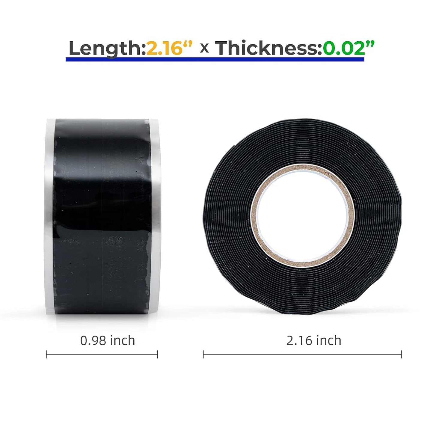 2 Rolls Rescue Tape Self-fusing Silicone Tape 1in(W) x 10ft(L) Waterproof Rubber Tape, Water Hose Leak Seal Pipe Plumbing Hose Repair Tape for Cable Insulating Strech Wrap Seal Black Grip tape