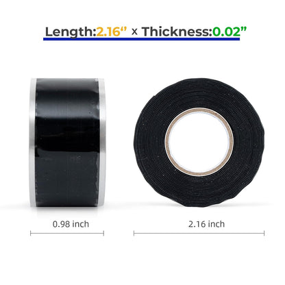 2 Rolls Rescue Tape Self-fusing Silicone Tape 1in(W) x 10ft(L) Waterproof Rubber Tape, Water Hose Leak Seal Pipe Plumbing Hose Repair Tape for Cable Insulating Strech Wrap Seal Black Grip tape