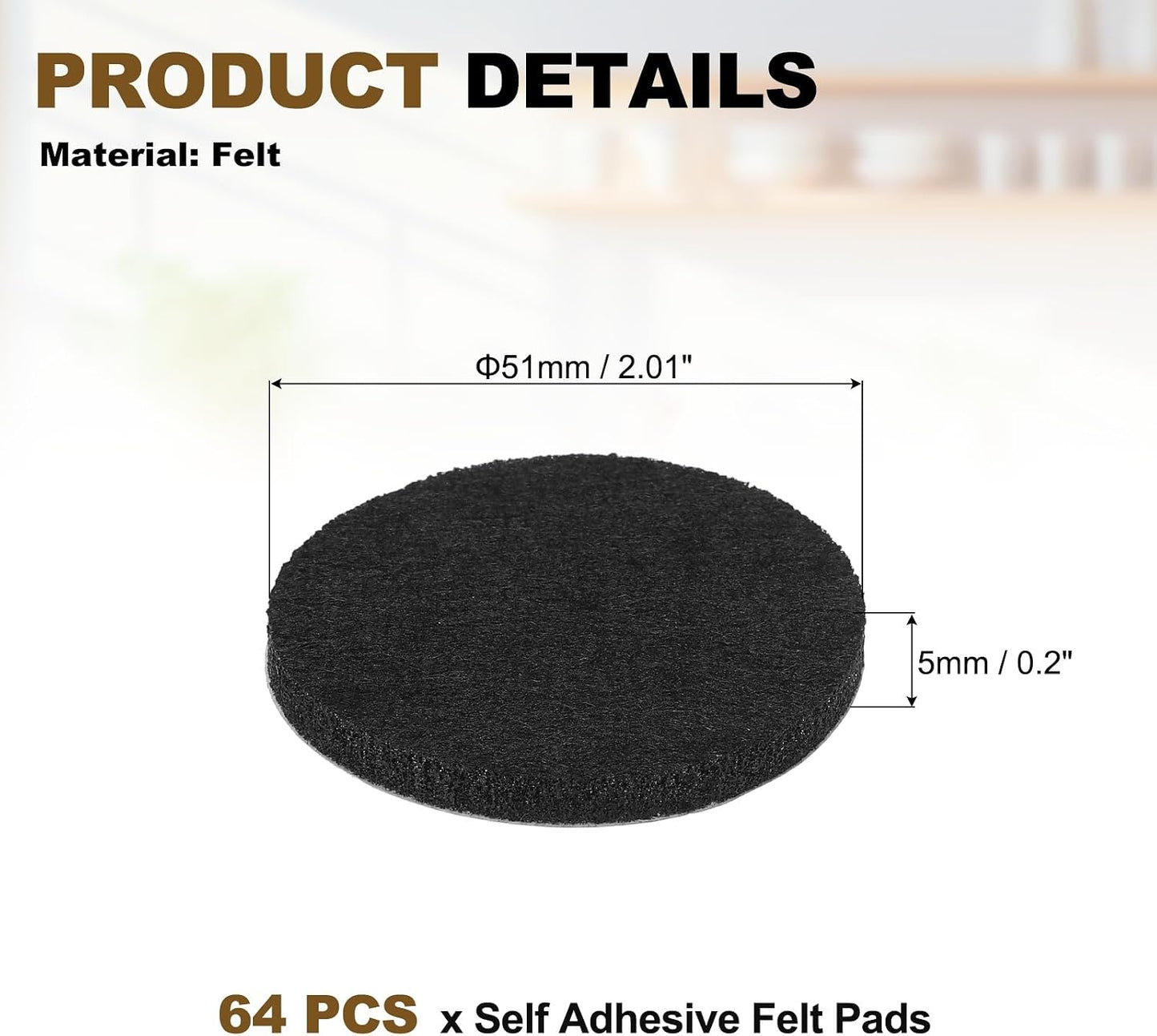 uxcell 32Pcs Non Slip Furniture Pads, 3" Round Self Adhesive Felt Bumpers Noise Reducing Furniture Feet Floor Protector for Chairs Tables Furniture Legs (White 0.2" Thick) - Colors B
