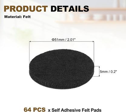 uxcell 32Pcs Non Slip Furniture Pads, 3" Round Self Adhesive Felt Bumpers Noise Reducing Furniture Feet Floor Protector for Chairs Tables Furniture Legs (White 0.2" Thick) - Colors B
