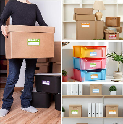 Home Moving Labels, 300 Count Color Coded Moving Labels for Boxes, 3.5"x2" Large Packing Stickers with Writable Areas, Includes Fragile and Blank, Removable