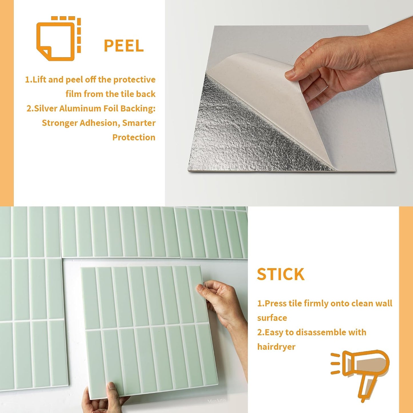 Peel and Stick Backsplash Tiles for Kitchen Bathroom - 10 Sheets 11.61" x 11.61" 3D Self Adhesive Wall Tiles Waterproof Hard PVC Ceramic Tile Easy DIY Installation Green