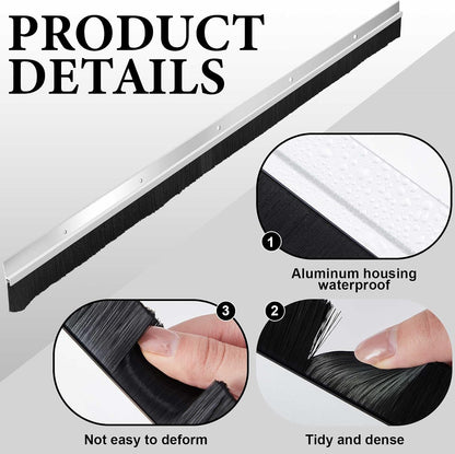 Gisafai 2 Pcs Aluminum Door Sweep with Soft PP Brush 8 Screws Long Bottom Sweep Door Brush for Exterior Home Garage Threshold Seal (36 Inches,Black)